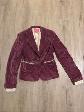 Vintage designer Plum Velvet Tailored Womens Blazer jacket size 4